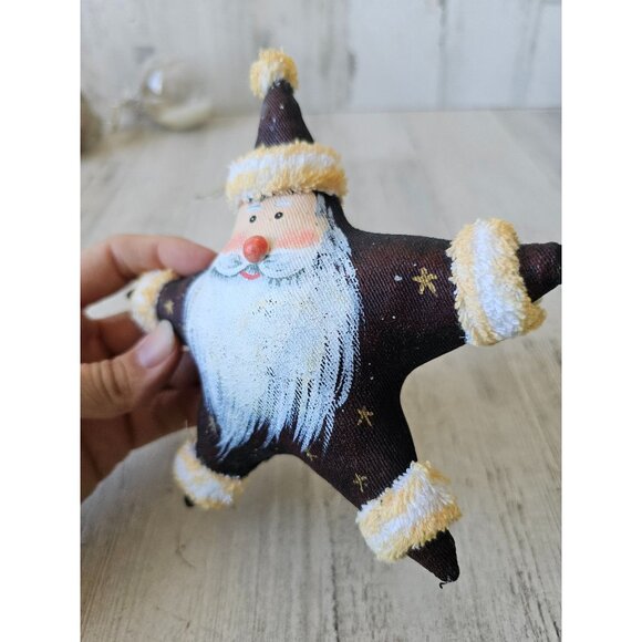 Folk art star Santa ornament plush unique beard Xmas tree - Picture 4 of 9